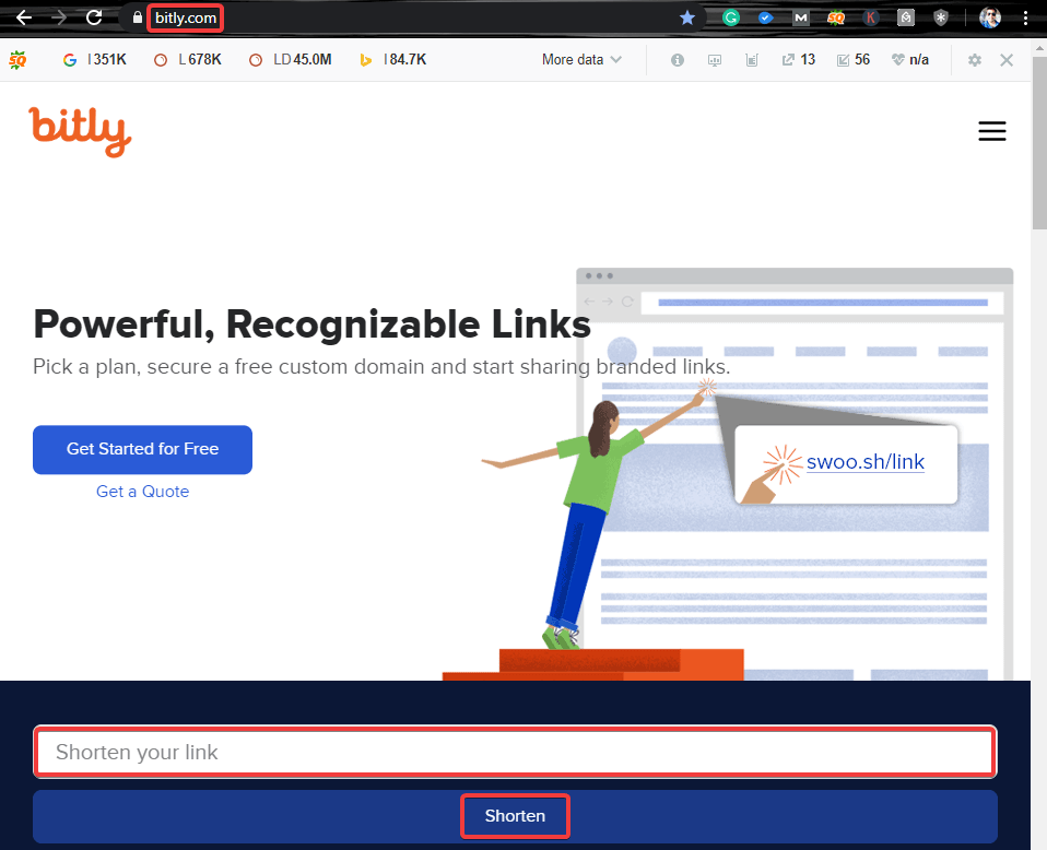 scurtați linkul folosind bitly.com