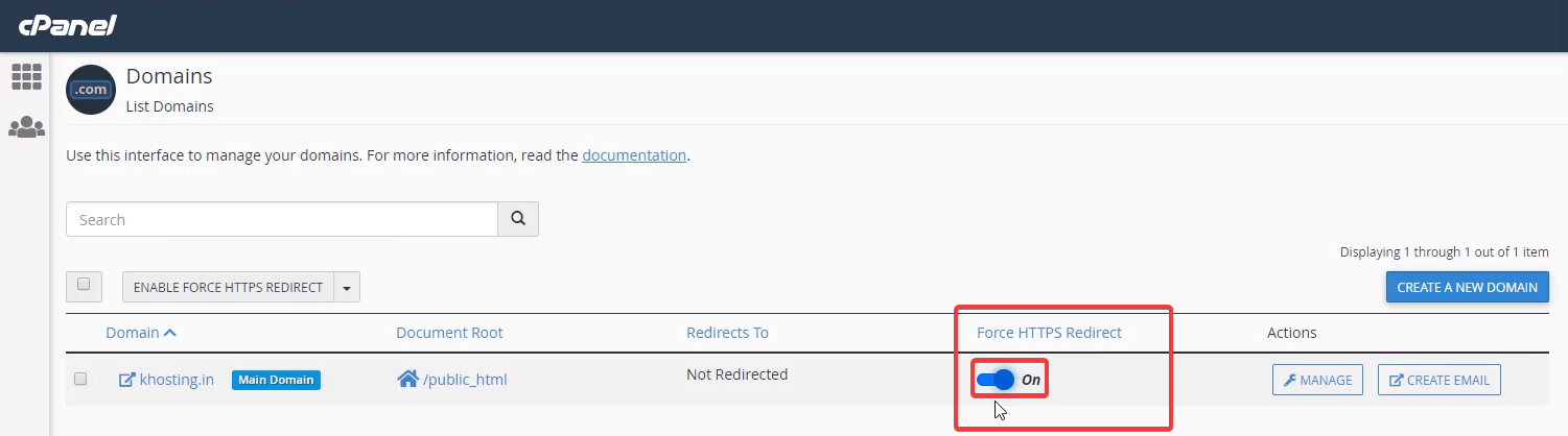 Forçar domínios de redirecionamento HTTPS