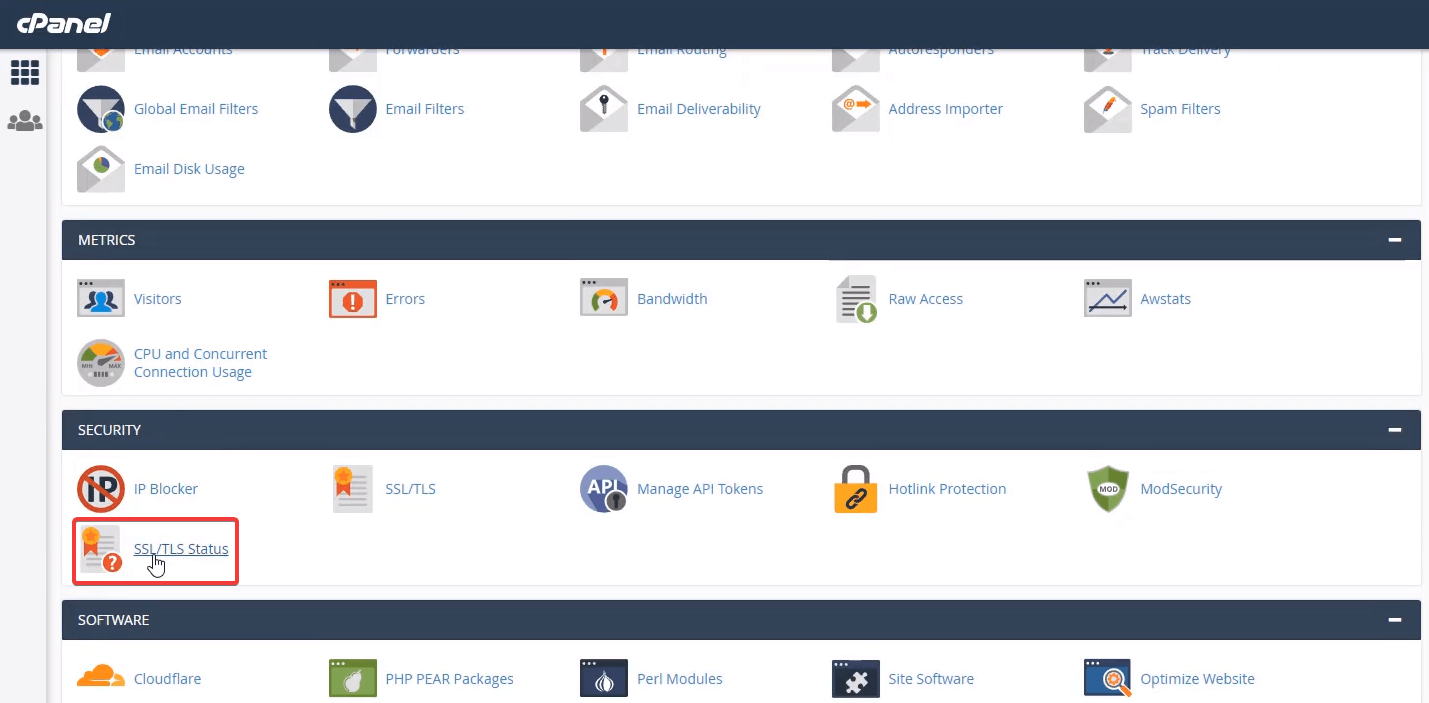 cPanel 中的 SSL 证书