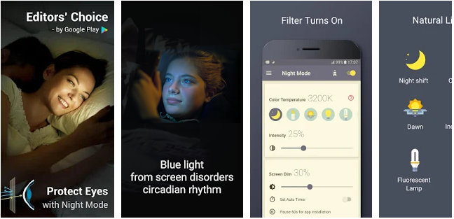 Filtro luce blu - Modalità notte, turno notturno