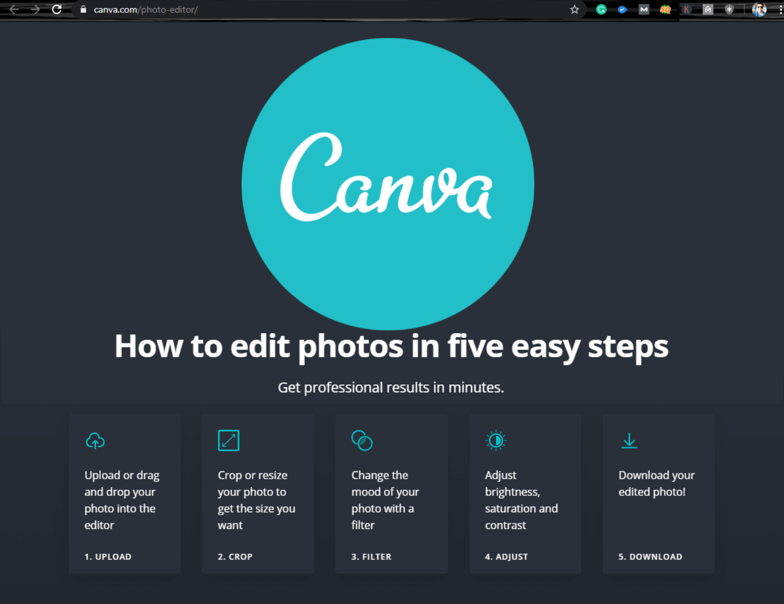 Editor do Canva - Recursos do editor de fotos online