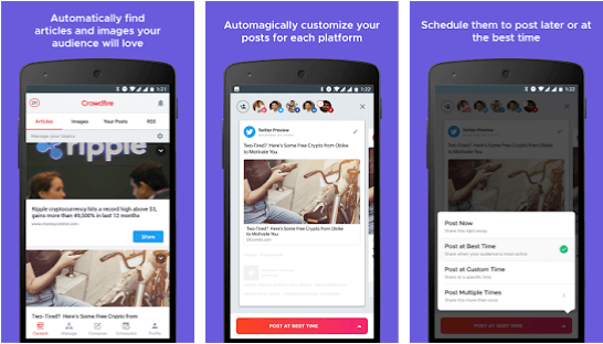 Administrador de redes sociales de Crowdfire