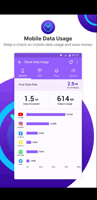 Verifique o uso de dados - aplicativo de monitoramento de dados