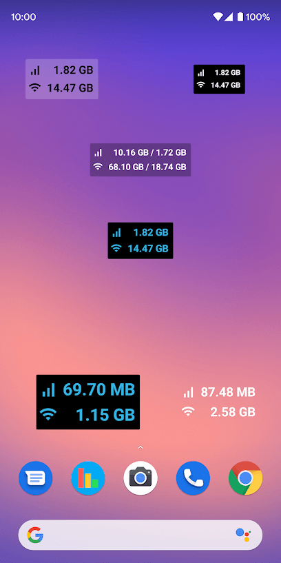 Widget de contador de datos - Aplicación de monitor de datos