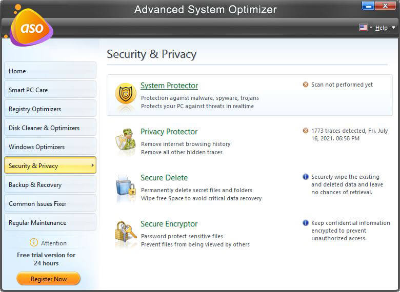 Advanced System Optimizer _ Sicurezza e privacy