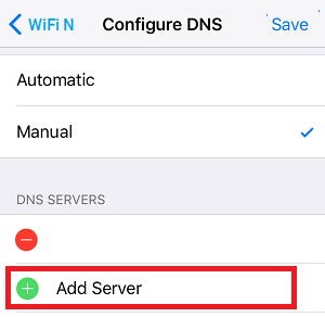 Configurar DNS manual y Agregar servidor