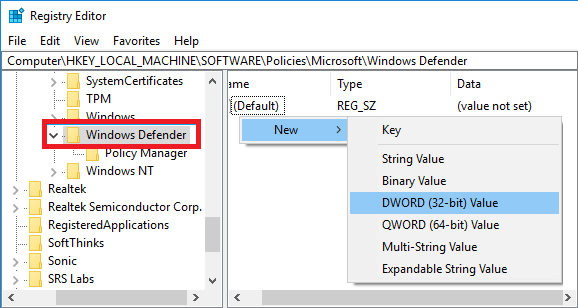 WindowsDefender-DWORD