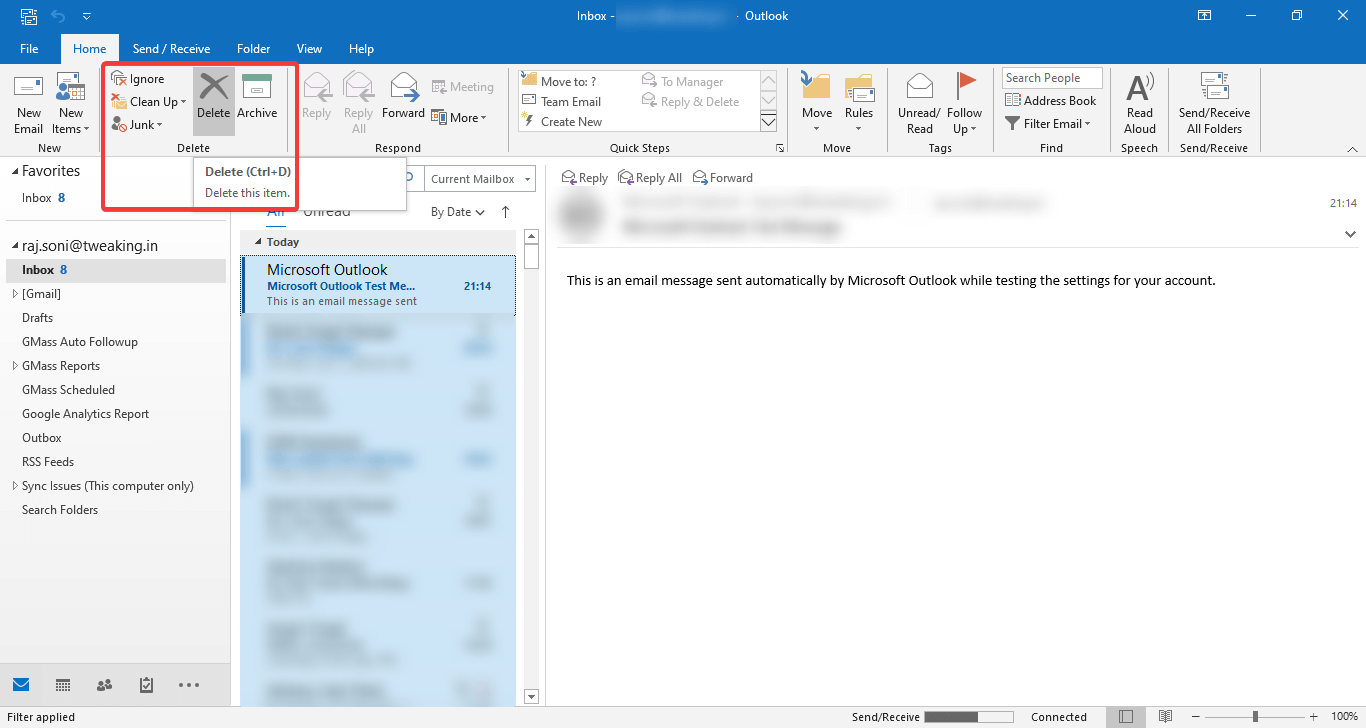 E-Mails aus dem IMAP-Konto löschen