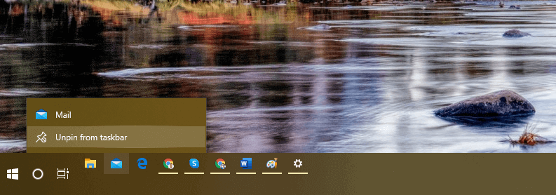 görev çubuğundan sabitlemeyi kaldır