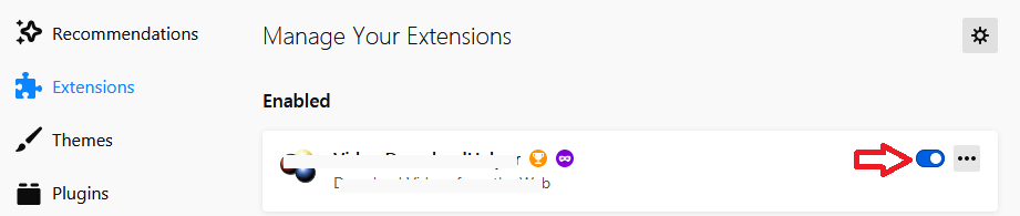 Desativar extensão do Firefox