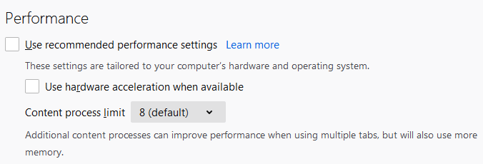 Desative a aceleração de hardware do firefox