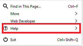 Cliquez sur Aide du navigateur Firefox