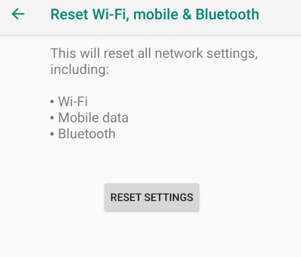 Restablecer wifi, móvil y bluetooth