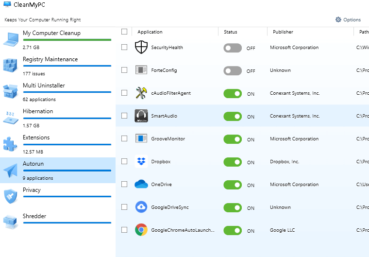 CleanMyPC'de Otomatik Çalıştırma