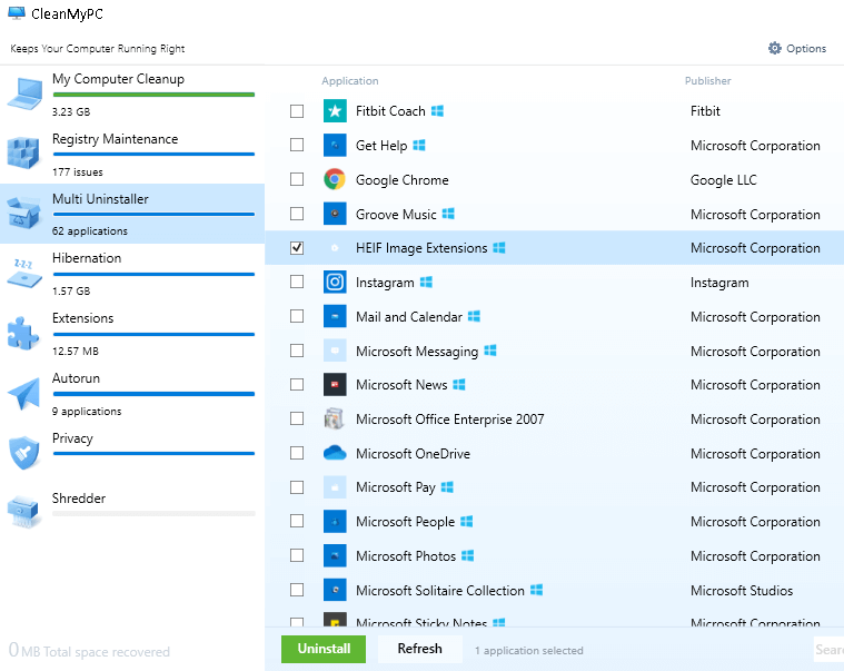 Modulo di disinstallazione multipla - CleanMyPc