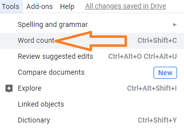 Activați Numărarea cuvintelor pe Google Docs