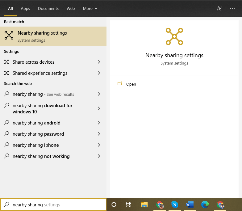 Windows 10 Nearby-Freigabe