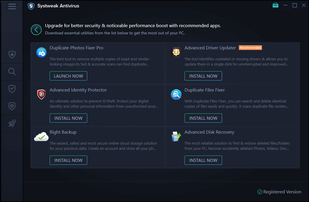 Systweak Antivirus - Sürüm Yükseltme