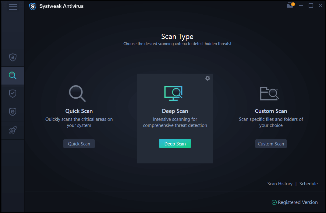 Systweak Antivirus - Pemindaian Dalam