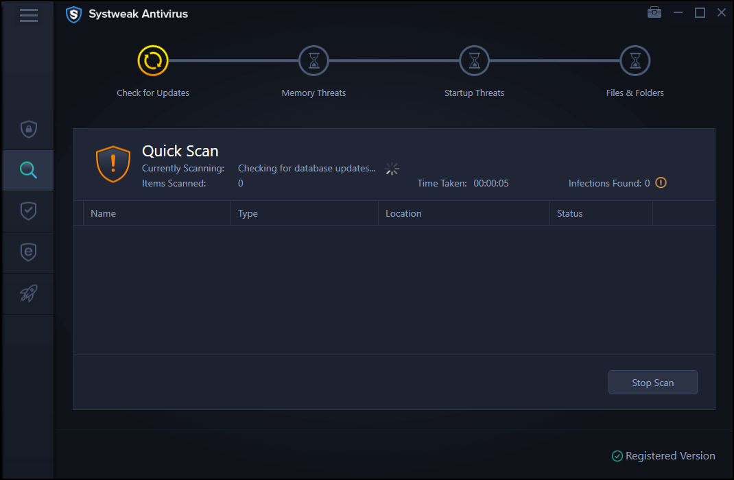 Systweak Antivirus- Quick Scan