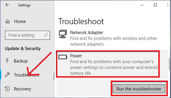 Güç için Windows Sorun Giderici'yi çalıştırın