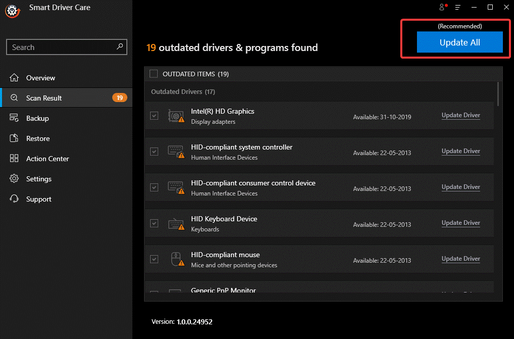 Aktualisieren Sie alle veralteten Treiber - Smart Driver Care
