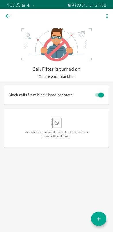 Filtragem de chamadas - Kaspersky Mobile Antivirus