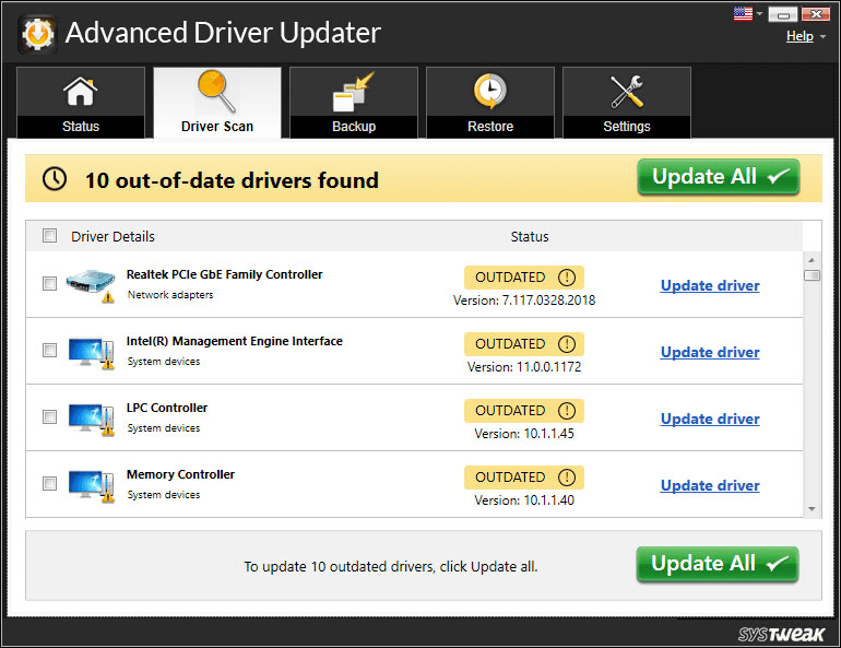 Advanced Driver Updater - อัปเดตทั้งหมด