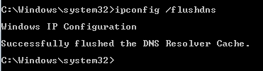 Prompt de comando para o cache do resolvedor de DNS