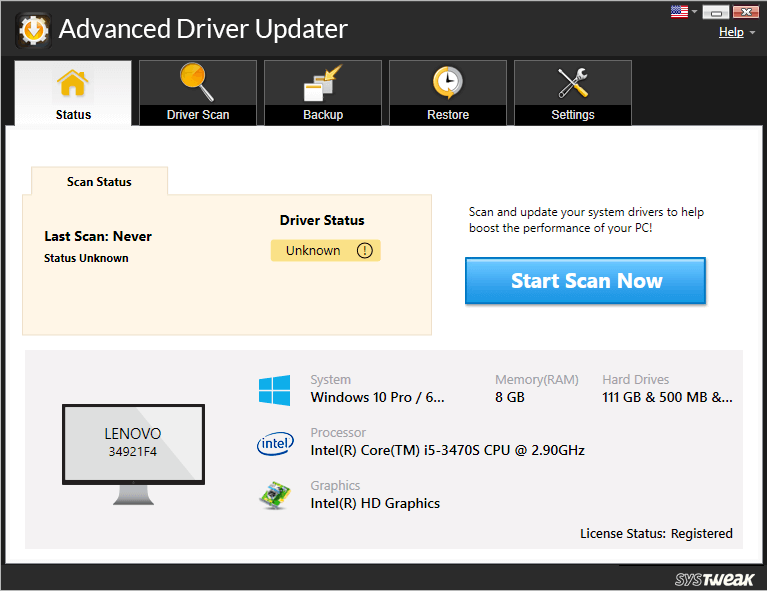 Atualizador de driver avançado - Iniciar verificação