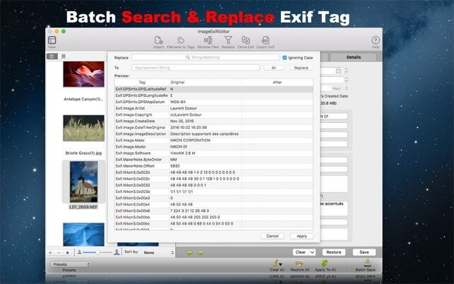 Editor de imagem Exif para mac