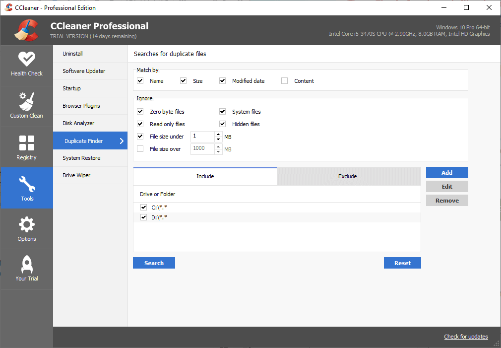 CCleaner Pro - بدائل مكتشف الملفات المكررة