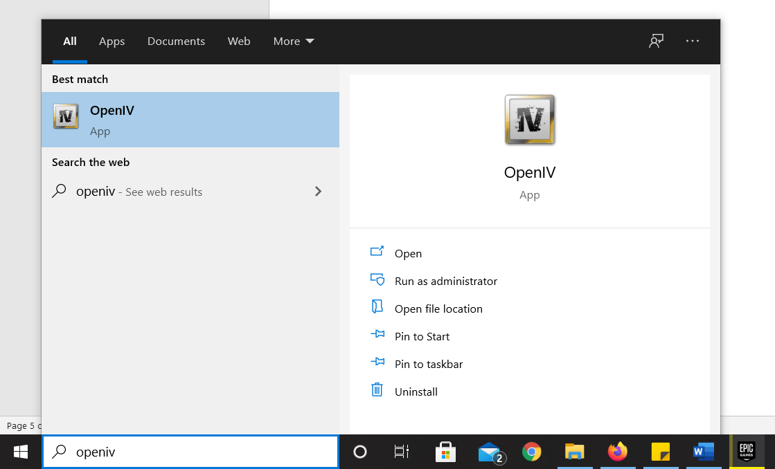 قم بتشغيل OpenIV