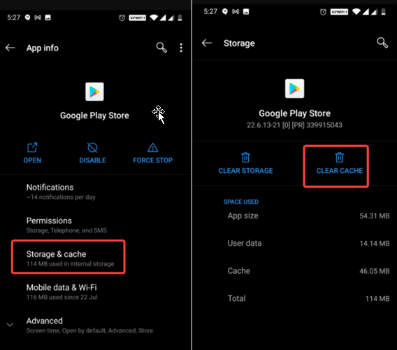 Svuota la cache del Google Play Store