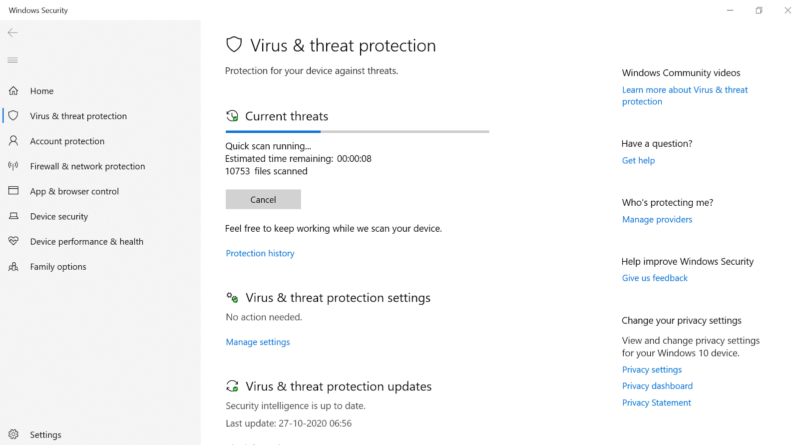 protezione da virus e minacce