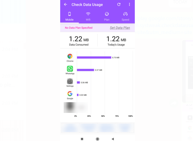 Vérifiez l'utilisation des données dans Android