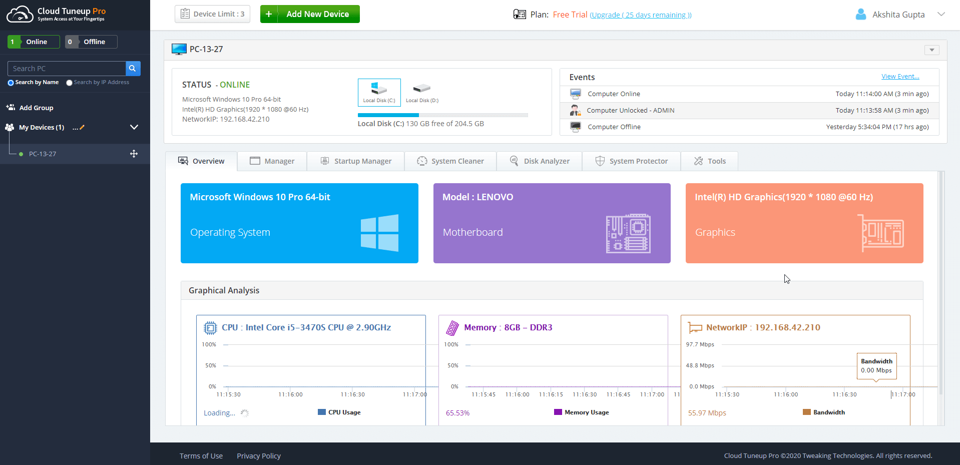 Panel de control profesional de optimización en la nube