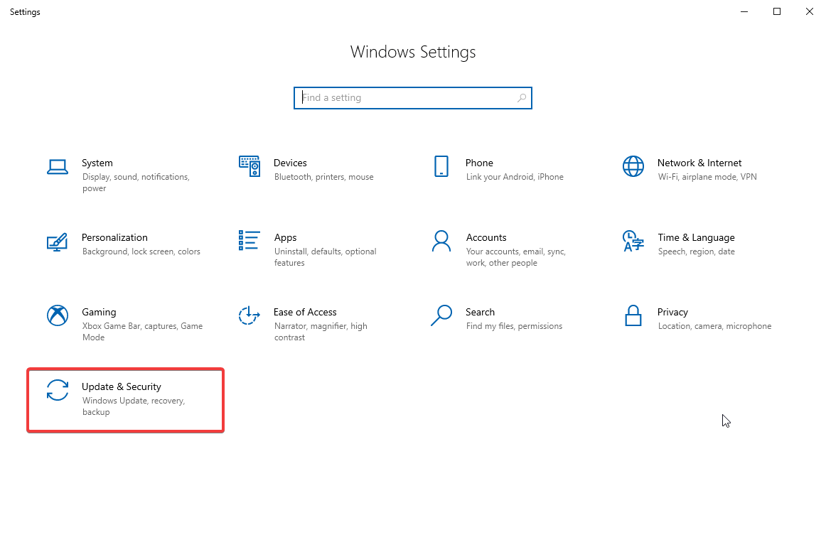 Configuración de Windows - Actualización y seguridad