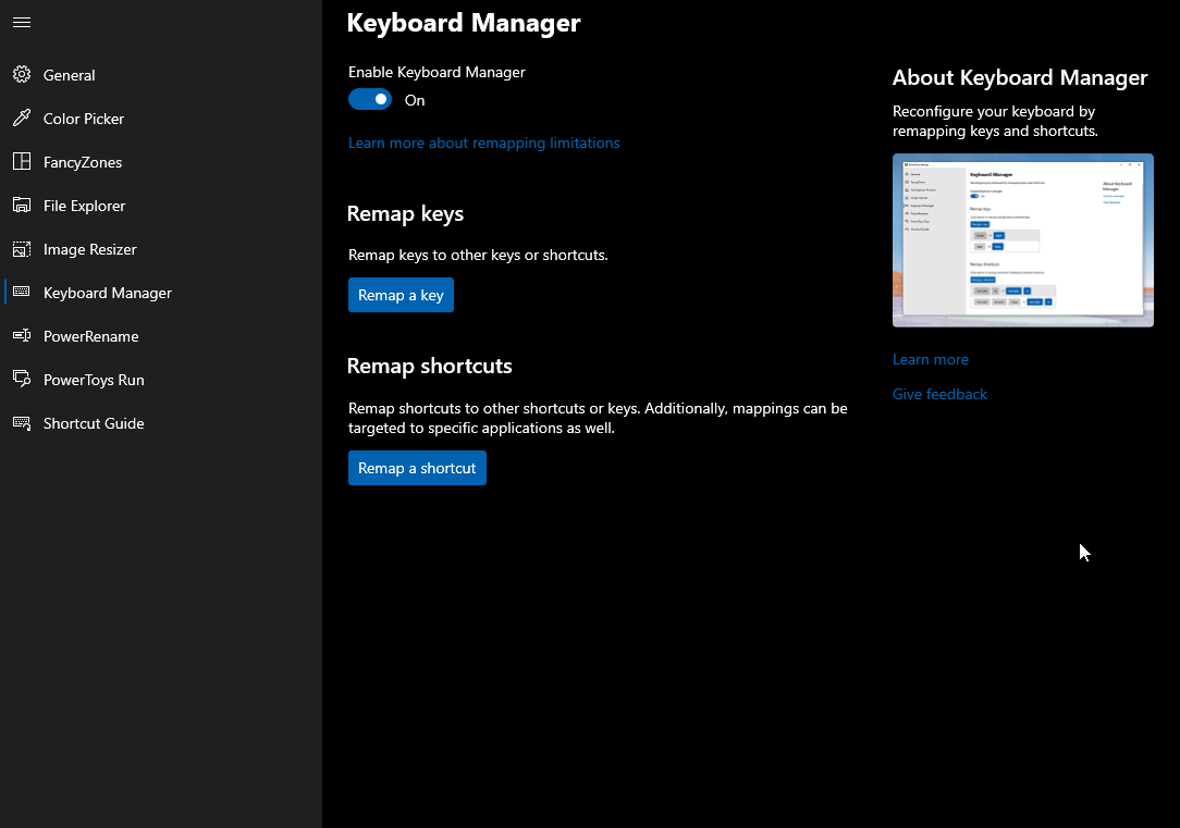 Manajer Keyboard di PowerToys