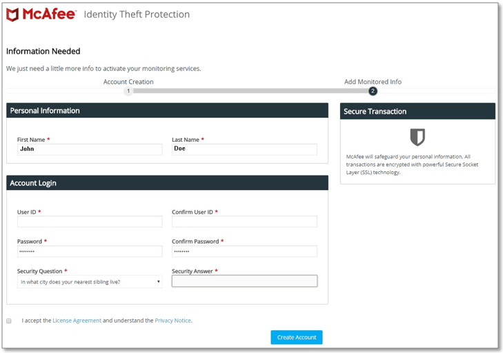 Perlindungan Pencurian Identitas McAfee