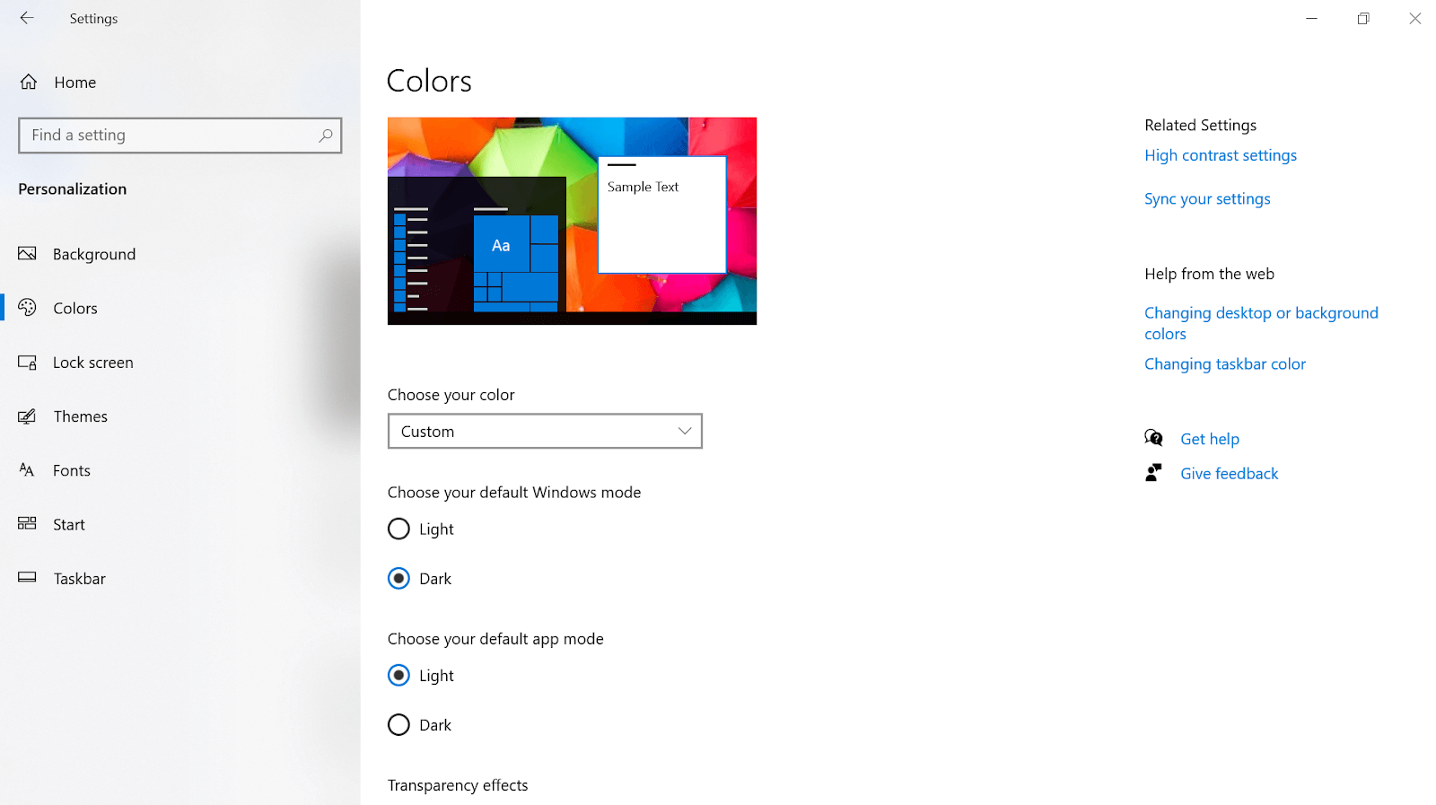 Windows 10 Modul întunecat