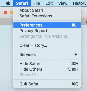 Menu Safari