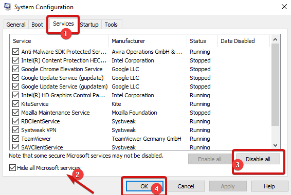 Configuração do sistema