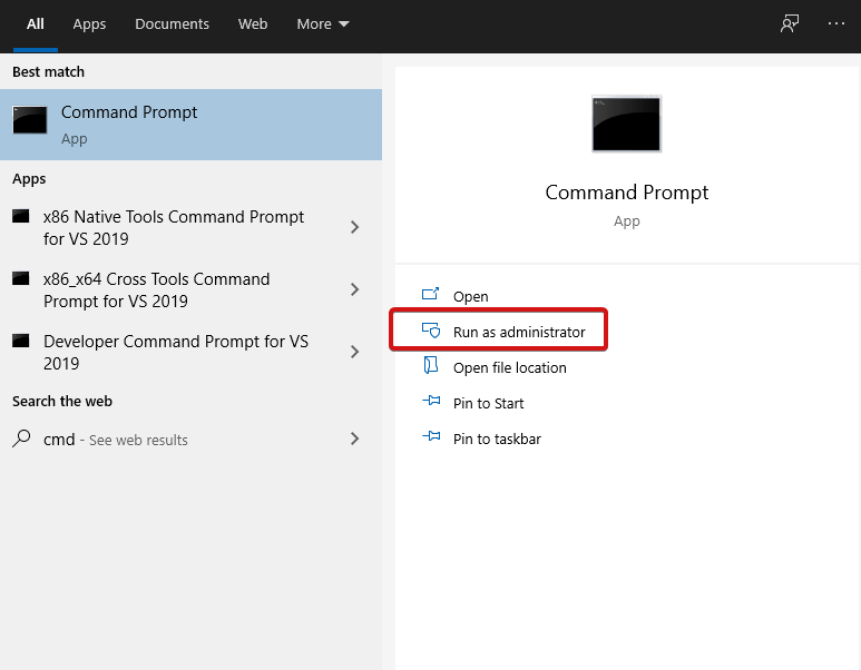 Command Prompt - Jalankan sebagai Administrator