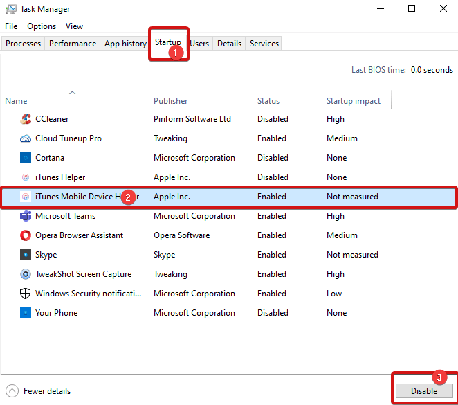 タスクマネージャーからタスクを無効にする