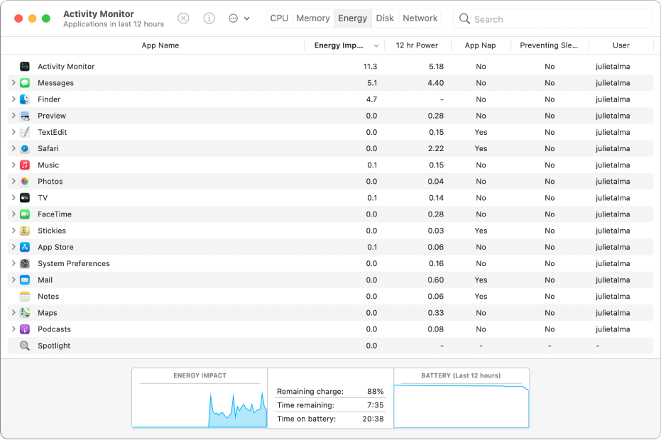 Uso di Activity Monitor