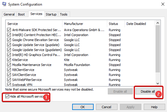 Configuração do sistema