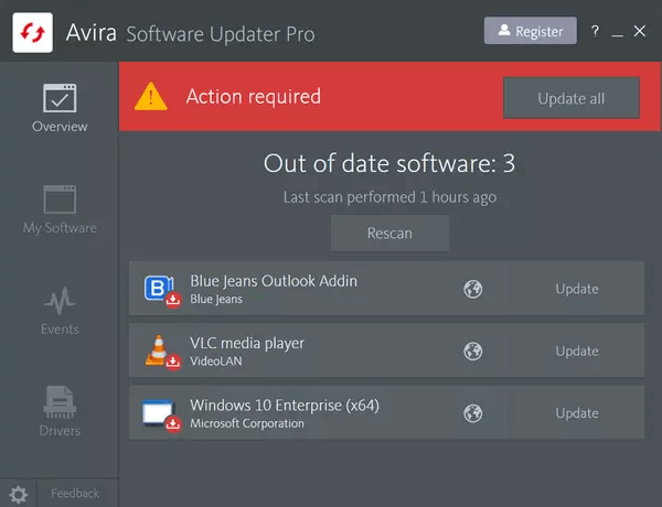 适用于 Windows 的 Avira 软件更新程序