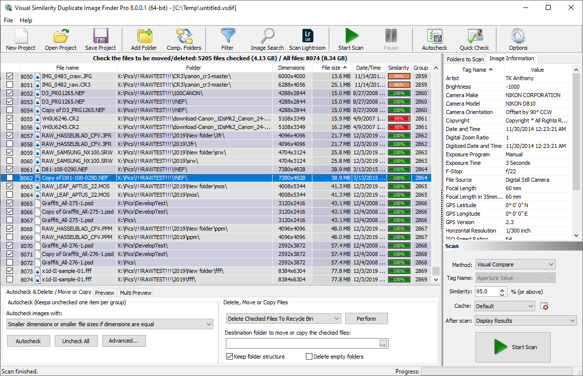 Buscador de imágenes duplicadas - Alternativas de Visipics