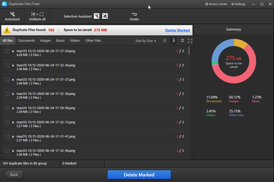 Vista previa de archivos duplicados detectados